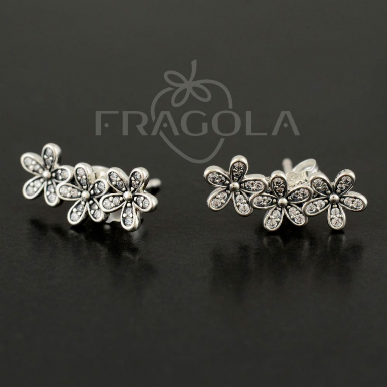 Серьги Pandora - "Ослепительные маргаритки" (290744CZ) - Изображение 1